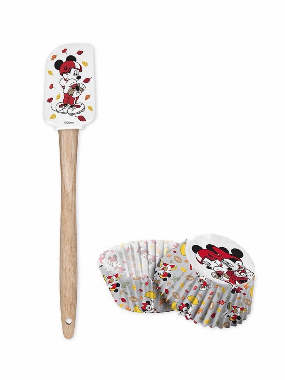 Disney Harvest Minnie Mouse Baking Spatula and Cupcake Liners - Football Season